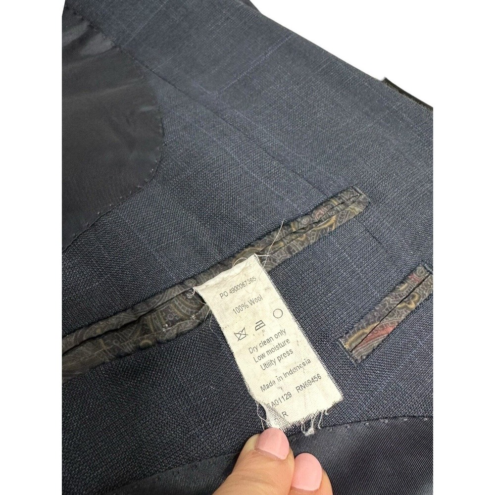 Lauren Ralph Lauren Men's 46R Navy Blue Plaid 100% Wool 2 Button Blazer Jacket - Picture 9 of 11